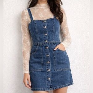 Abercrombie & Fitch Blue Denim Button-Front Mini Dress | Size L